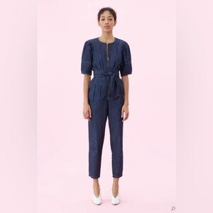 Rebecca Taylor La Vie Drapey Denim Jumpsuit Medium